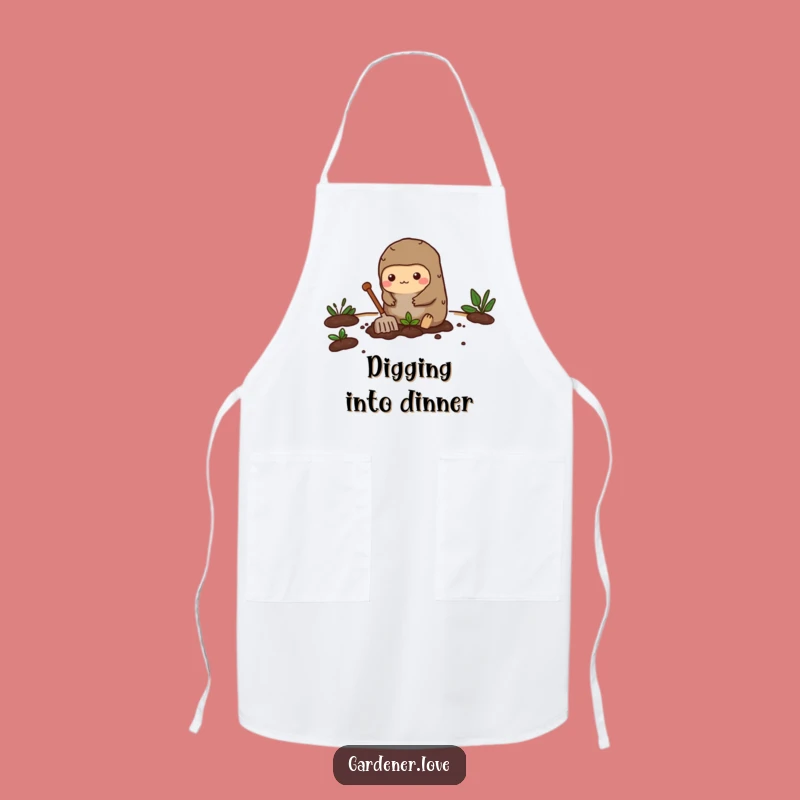 Funny Kawaii Mole Gardening Apron, Whimsical Kitchen Workwear Gift