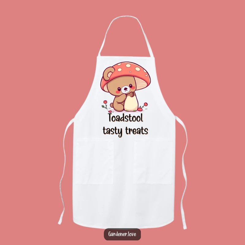 Funny Kawaii Bear Mushroom Apron - Humorous Kitchen & Nature Wear