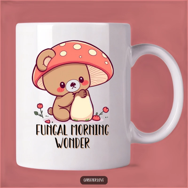 Funny Kawaii Bear Mushroom Mug - Curious Explorer Humorous Gift