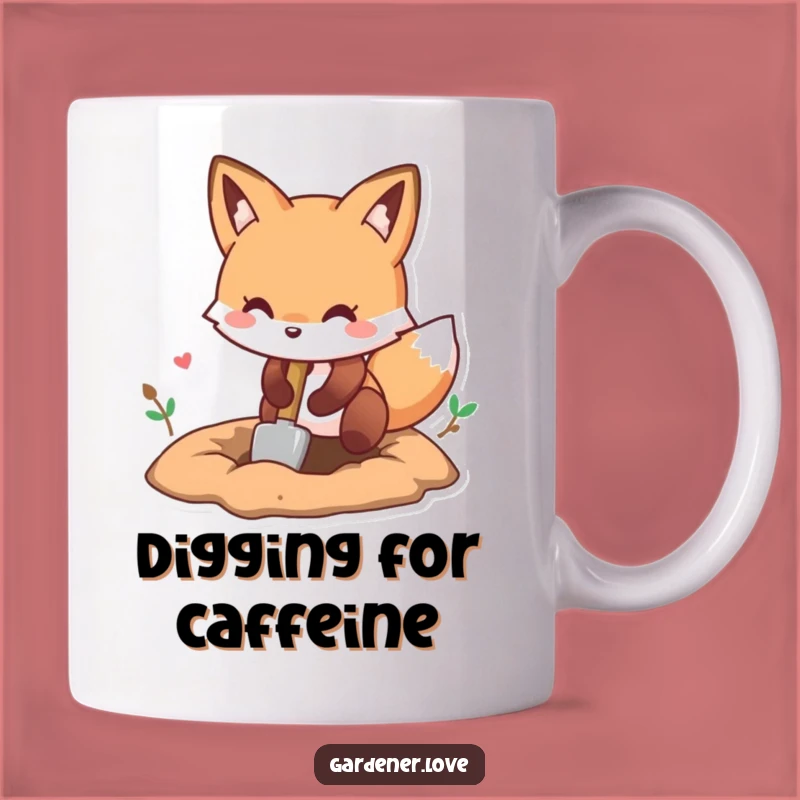 Funny Kawaii Fox Digging Hole Mug - Playful Gardener Humorous Gift