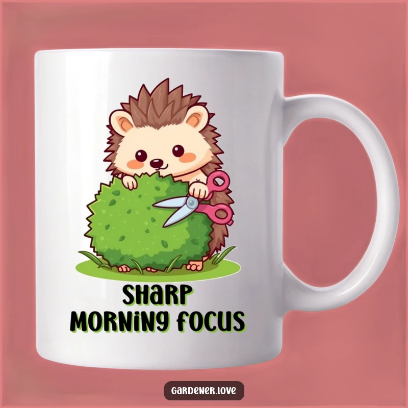 Funny Kawaii Hedgehog Trimming Bush Mug - Diligent Gardener Humorous Gift