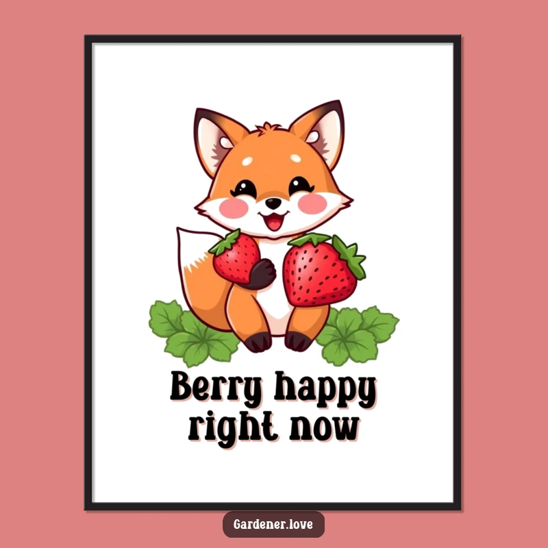 Funny Kawaii Fox Digital Art, Printable Harvest Decor Gift