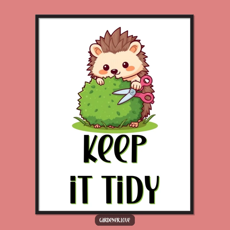 Funny Kawaii Hedgehog Trimming Digital Art - Instant Precise Garden Decor