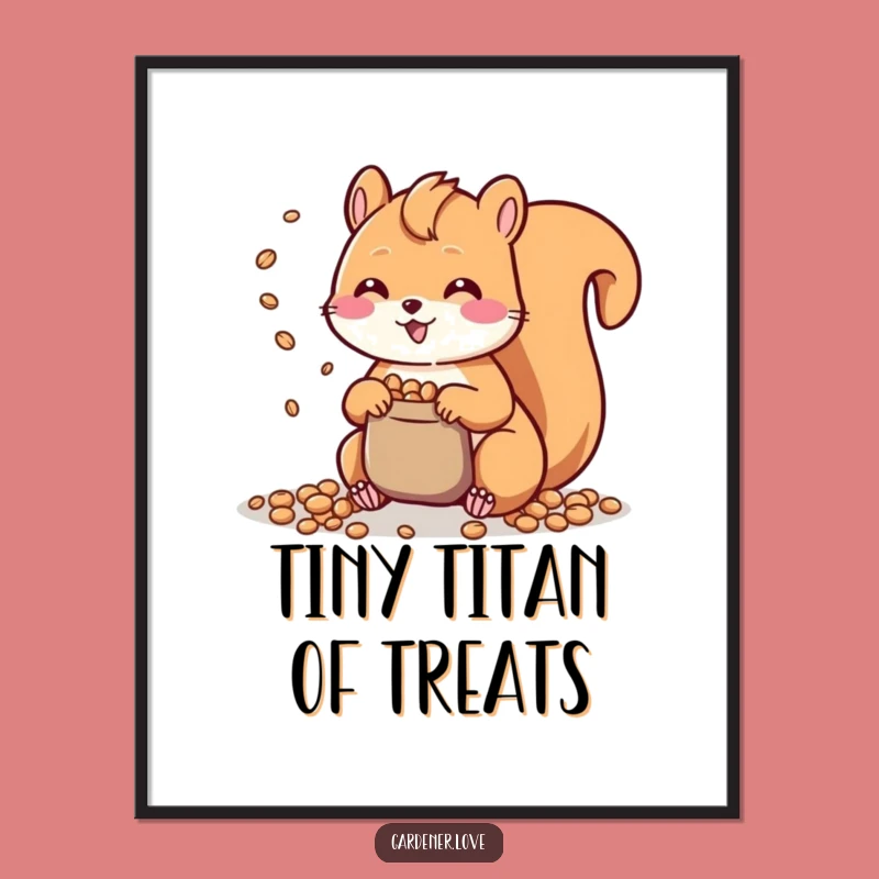 Funny Kawaii Squirrel Digital Art, Cheerful Seed Scattering Instant Download, Cute Gift