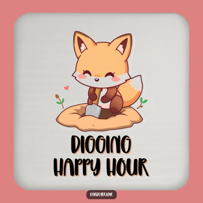 Funny Kawaii Fox Digging Coaster Set - Playful Garden Decor Protection