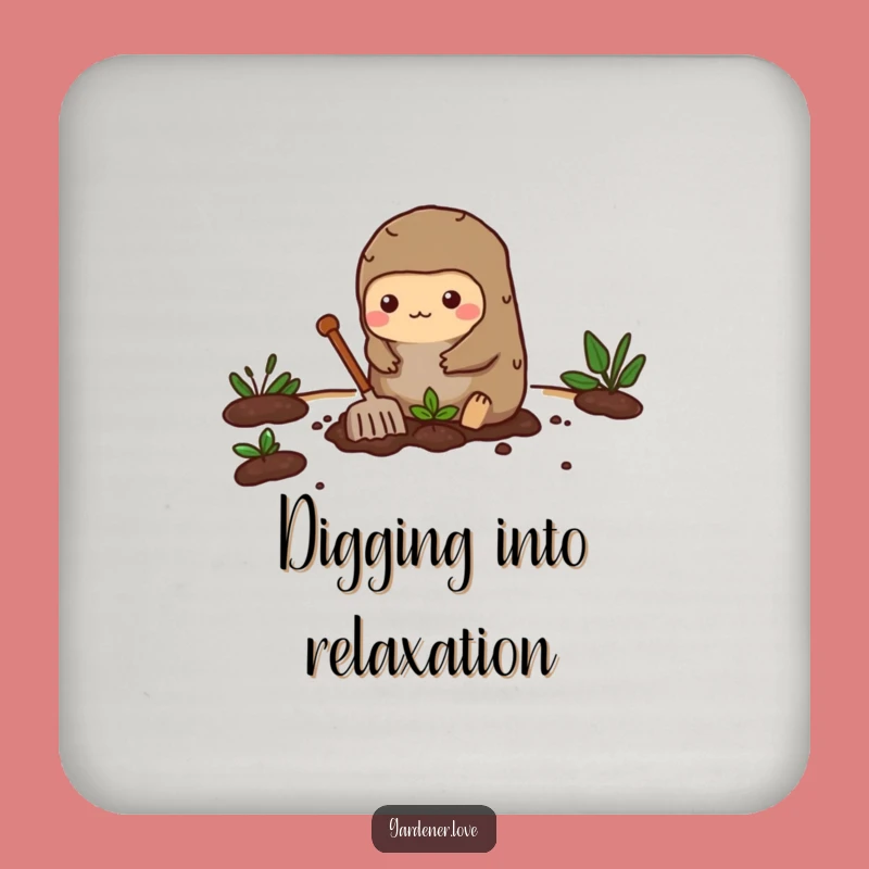 Funny Kawaii Mole Garden Coasters, Protect Surfaces with Digging Humor