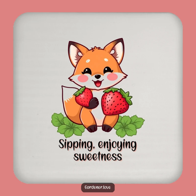Funny Kawaii Fox Strawberry Coasters, Protect Surfaces with Sweet Humor