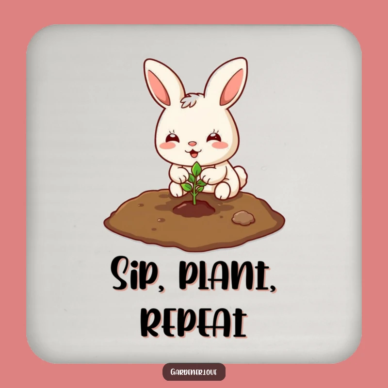 Funny Kawaii Bunny Planting Coaster Set - Cute Garden Decor & Drink Protection