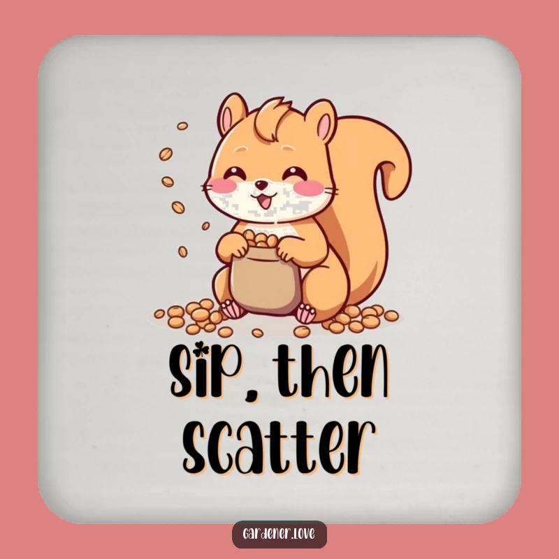 Funny Kawaii Squirrel Drink Coaster, Cute Seed Scattering Protection, Unique Funny Gift