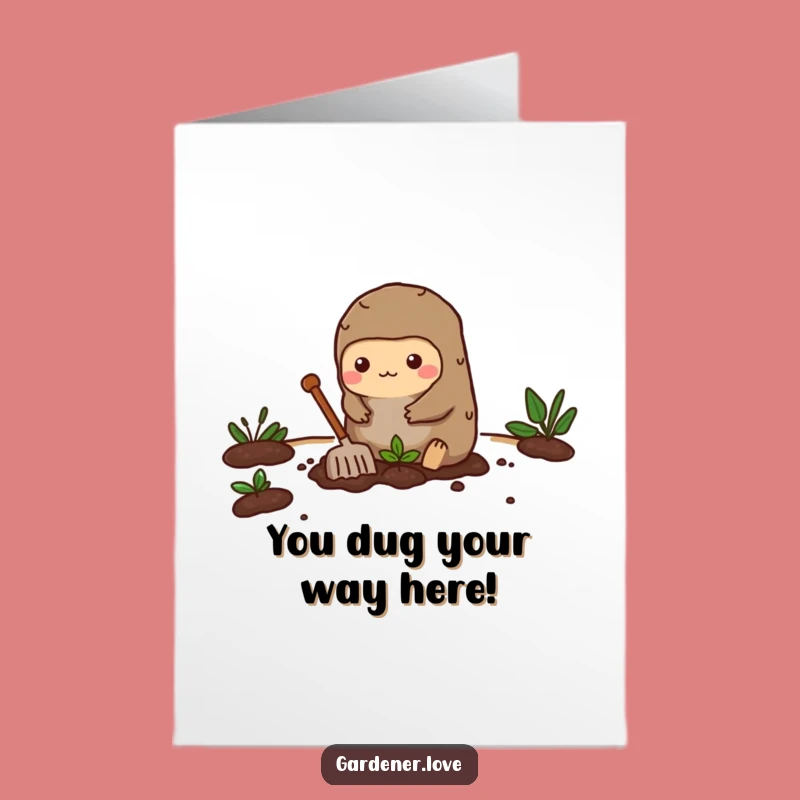 Kawaii Mole Groundbreaking Card: Free Printable Congrats, Hard Work Downloadable Gift