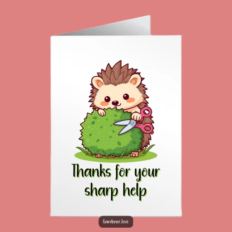 Free Printable Kawaii Hedgehog Thanks Card: Funny Downloadable Gift of Neatness