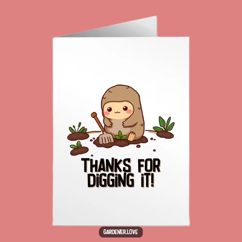 Thankful Kawaii Mole Card: Free Printable Thanks for Effort, Funny Downloadable Gift