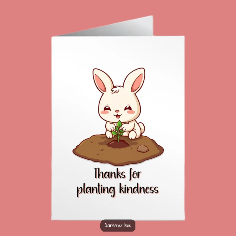 Free Printable Kawaii Bunny Thanks Card: Funny Downloadable Gift of Gratitude