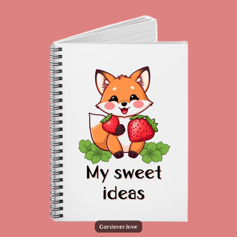 Funny Kawaii Fox Strawberry Notebook, Journal Your Sweet Finds