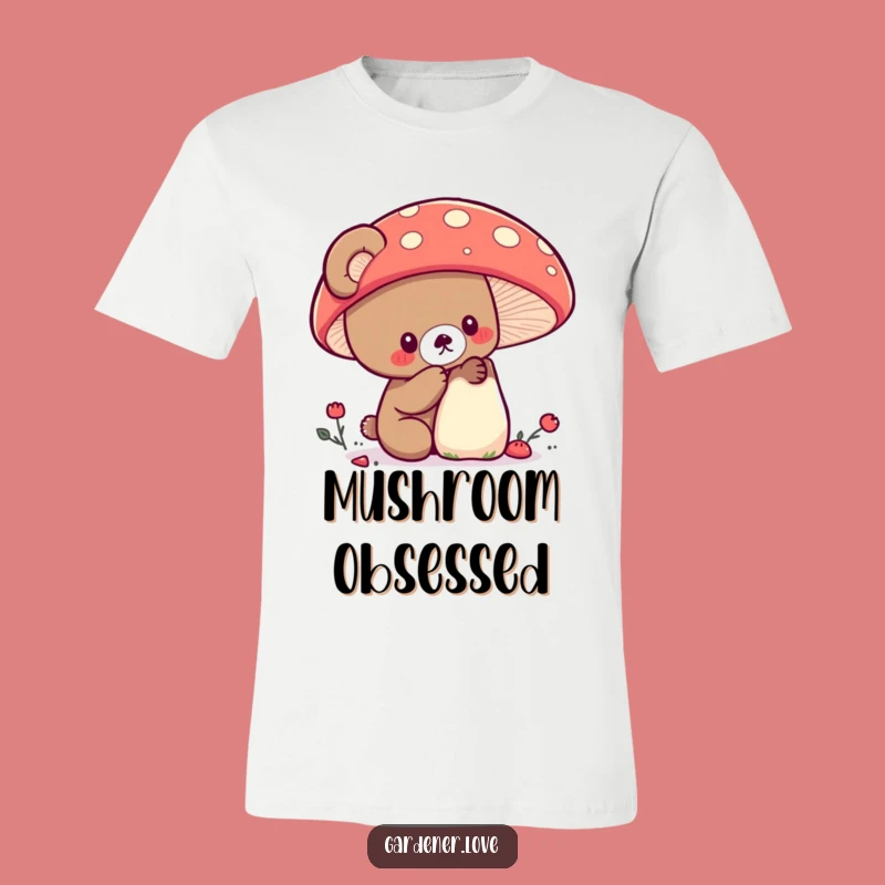 Funny Kawaii Bear Mushroom T-Shirt - Whimsical Nature Tee for Explorers