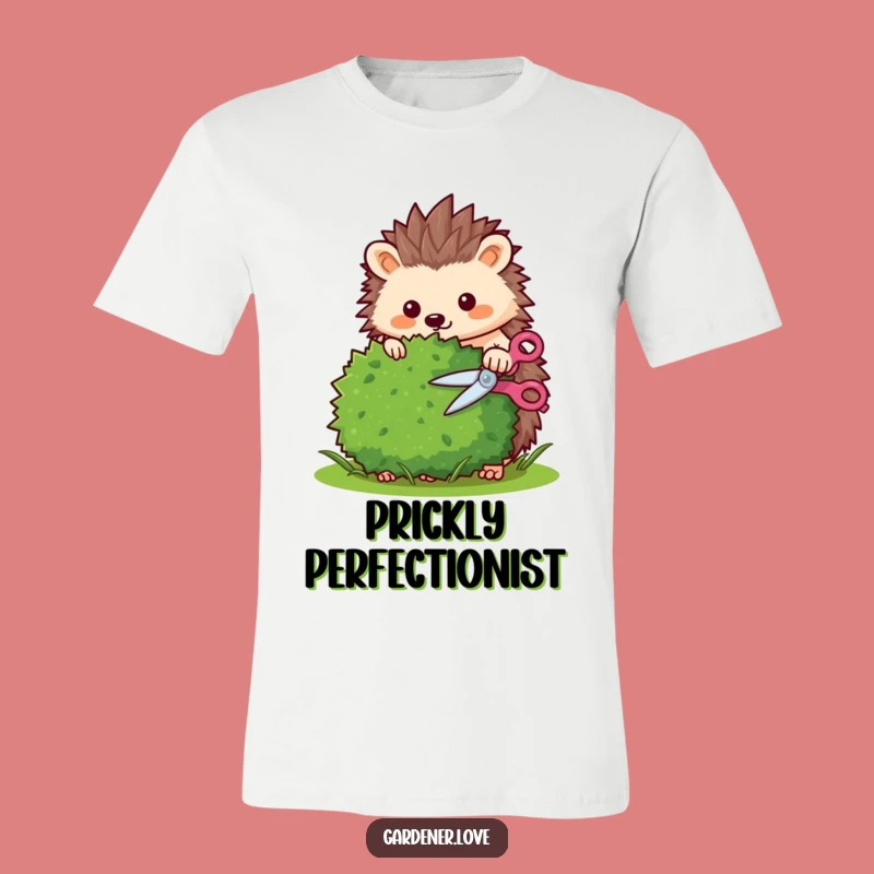 Funny Kawaii Hedgehog Trimming T-Shirt - Cute Garden Tee for Detail Lovers