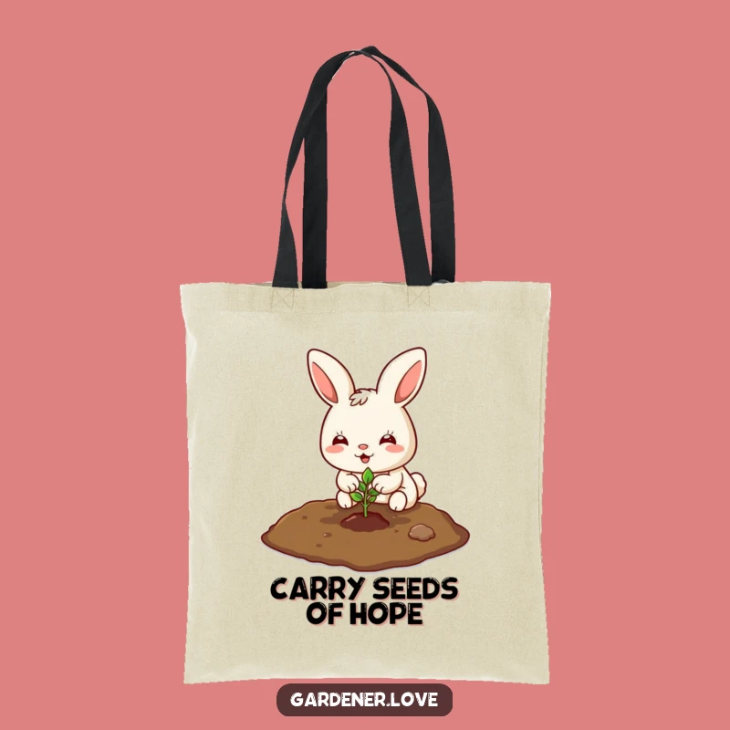 Funny Kawaii Bunny Planting Tote Bag - Stylish & Humorous Garden Accessory