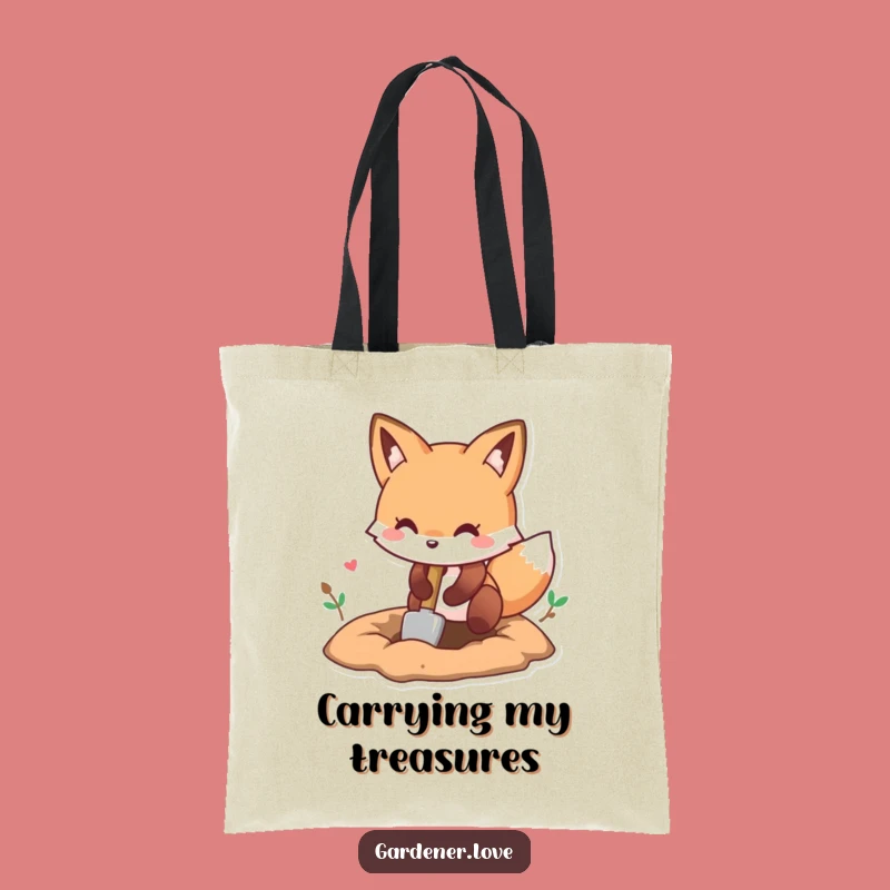 Funny Kawaii Fox Digging Tote Bag - Playful & Humorous Garden Accessory